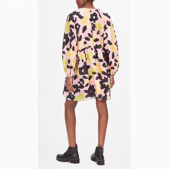 Stine Goya Kelly Floral Jacquard Babydoll Dress Black Pink Yellow Lime Large - Picture 14 of 16